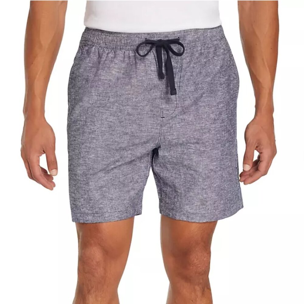 GAP Mens Pull-On Linen Shorts NAVY LARGE Adj Waist Pockets Comfort Cotton NEW